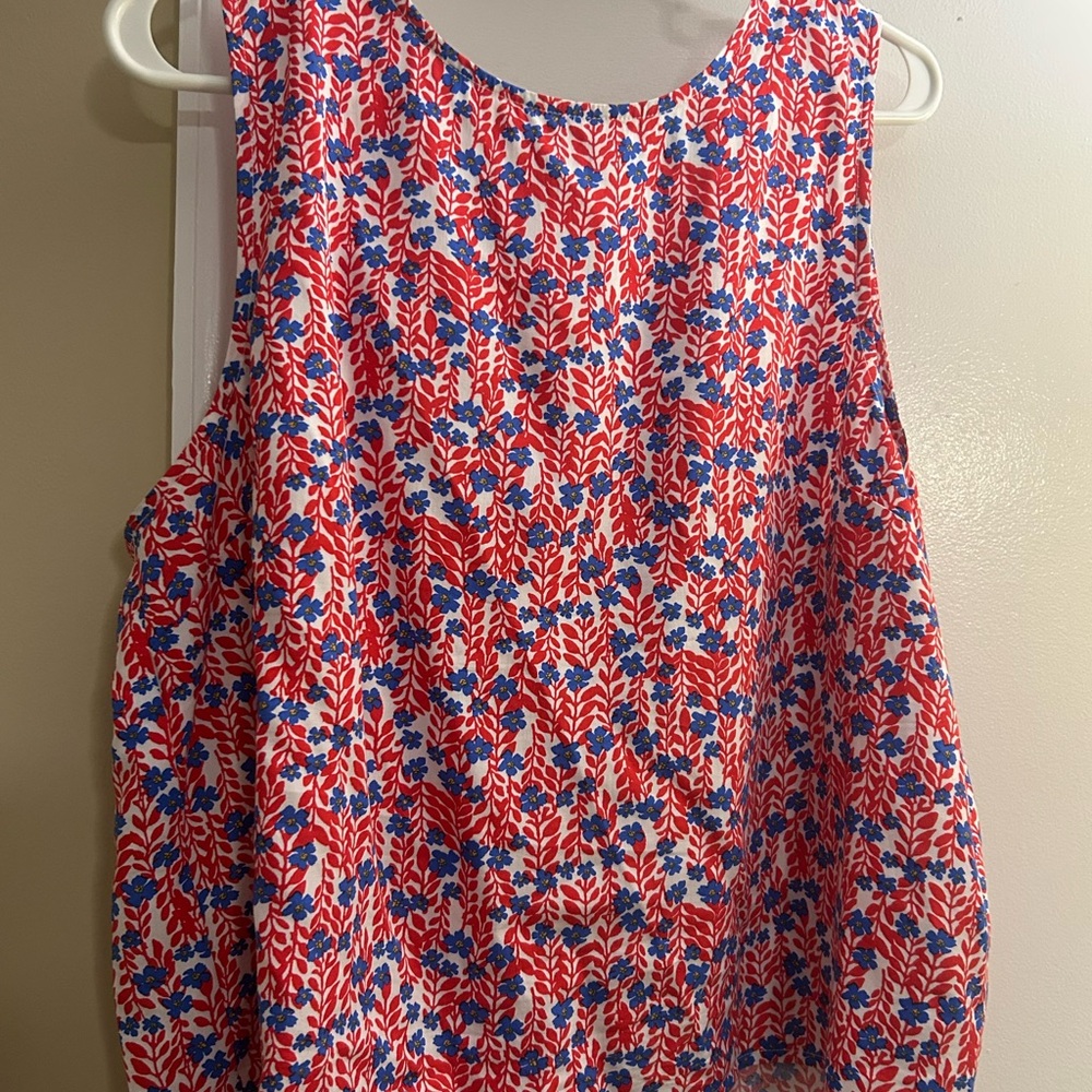 J Crew Floral Red and Blue Women's Sleeveless Top